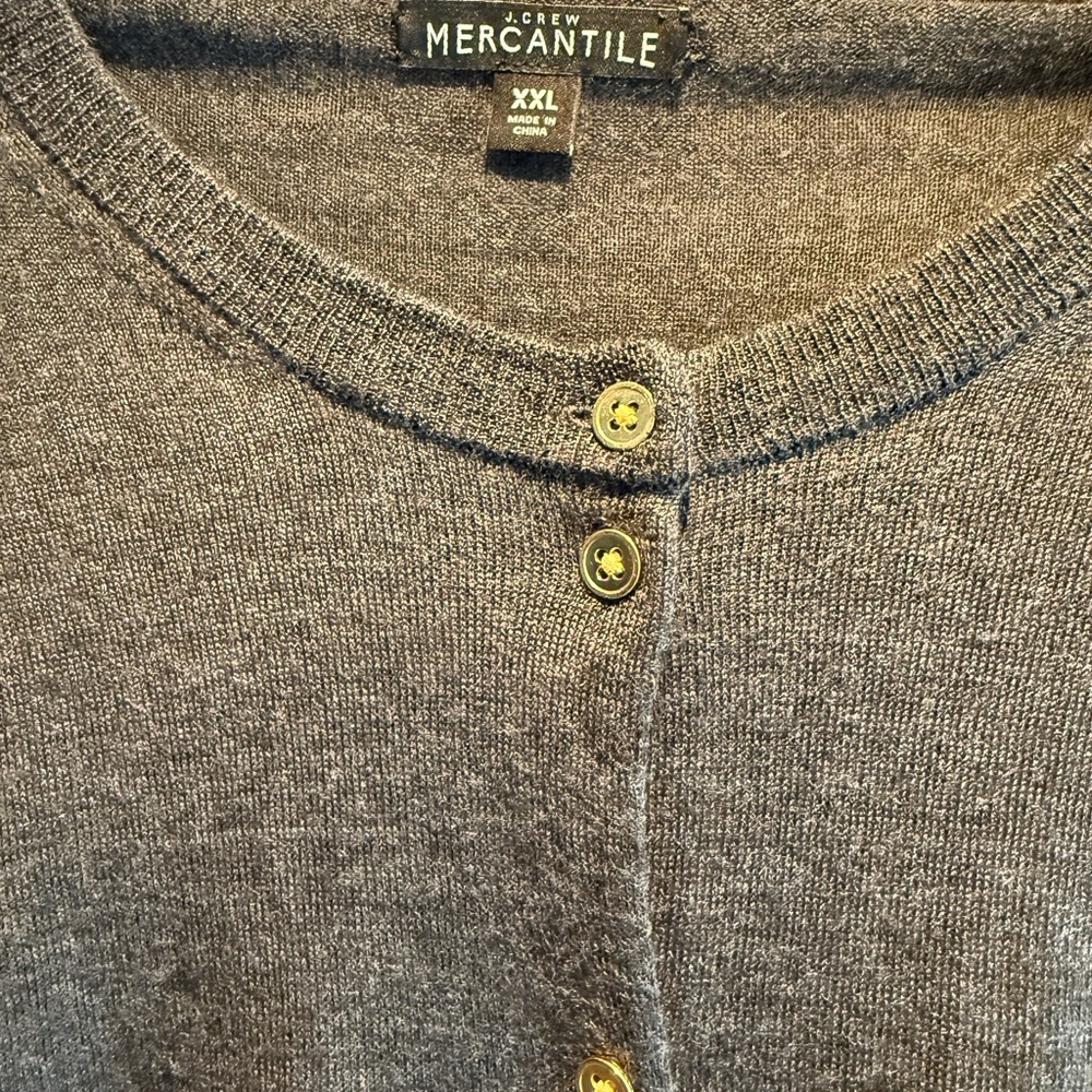 J.Crew Gray Cardigan with Gold Buttons - Picture 2 of 4